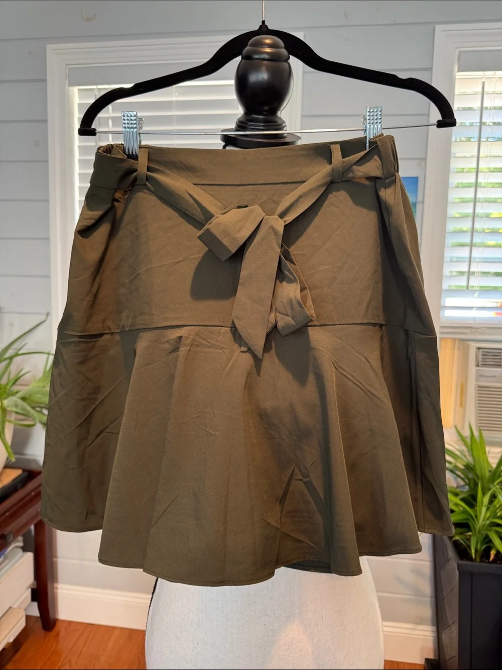 Soho Olive Green Tie-Waist Skort